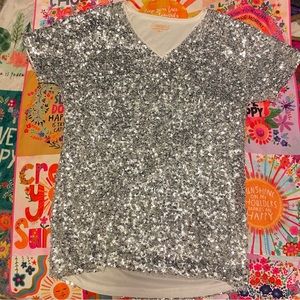 Silver Sequin T-Shirt Dress